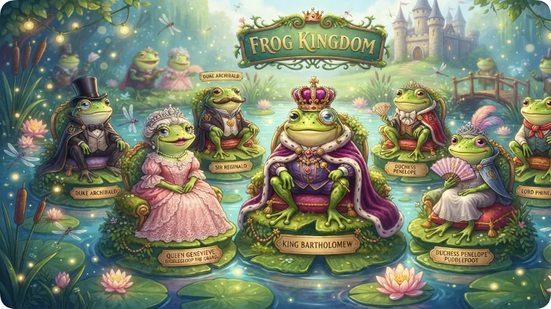 Royal and Fancy Funny Frog Names