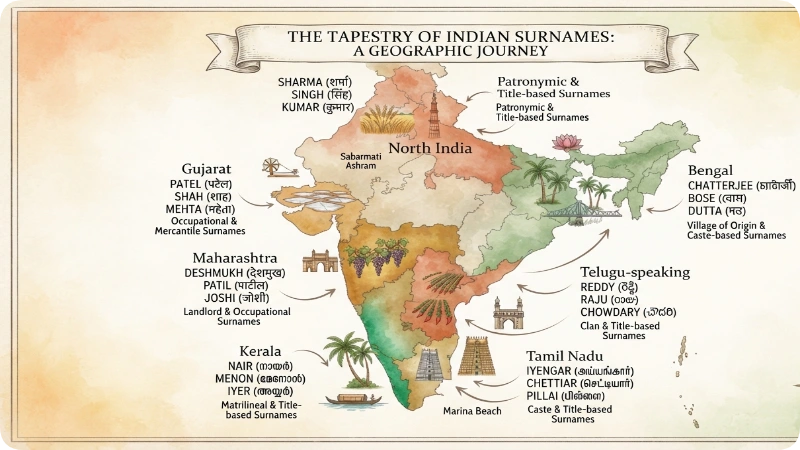 Indian Last Names by Region
